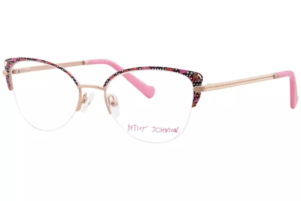 Betsey Johnson Ambitious Eyeglasses Youth Kids Girl's Semi Rim Cat Eye