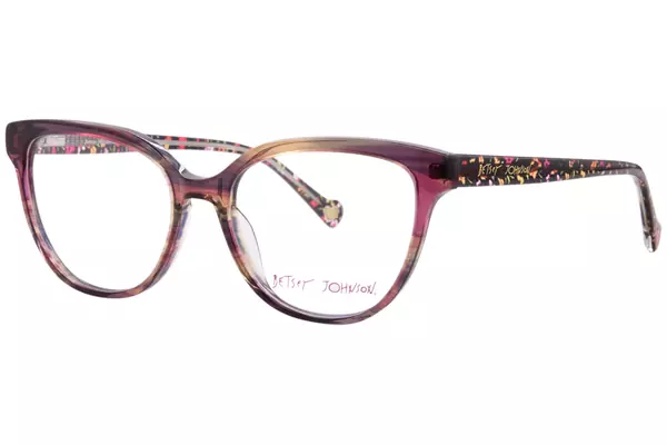Betsey Johnson Bet All American Eyeglasses Youth Kids Girl's Full Rim Cat Eye