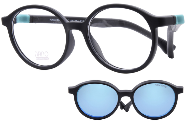  Nano Vista Flicker-SC-3.0 NAO318 Eyeglasses Youth Kids Full Rim w/Clip-On 