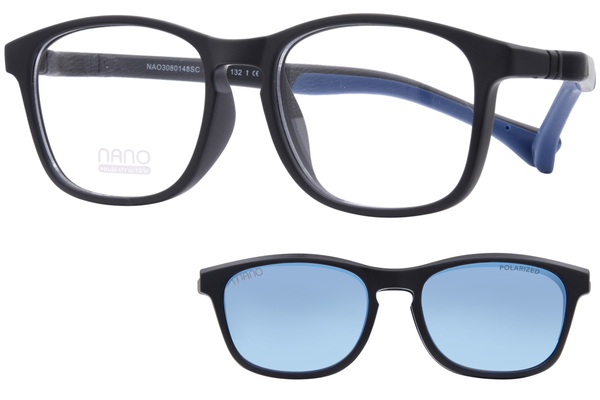  Nano Vista Power-UP-SC-3 NAO308 Eyeglasses Youth Kids Full Rim w/Clip-On 