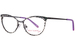 Betsey Johnson Star-Power Eyeglasses Youth Kids Girl's Full Rim Cat Eye - Leo/Black/Grey-Logo