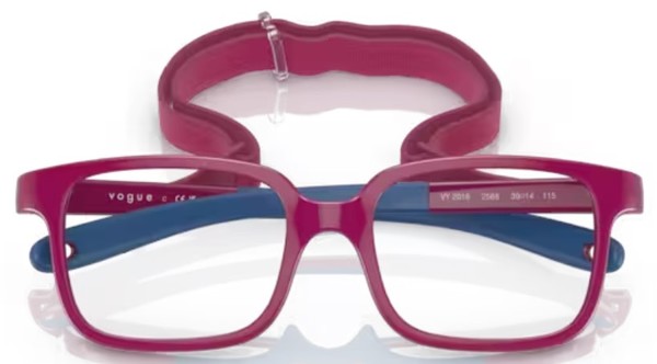  Vogue VY2016 Eyeglasses Youth Kids Full Rim Pillow Shape w/Strap 