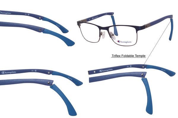  Champion Hattrick Eyeglasses Youth Boy's Full Rim Square Shape Tri-Flex 